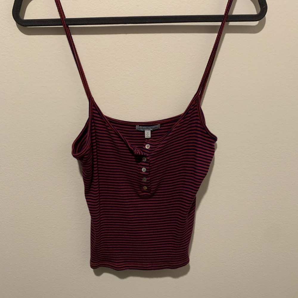 Striped, cropped tank with cute buttons